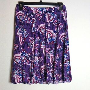 Cato Purple and Blue A-Line Skirt with Pleats